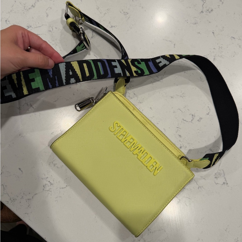 Steve Madden Lemon Crossbody with Logo Webbing Strap